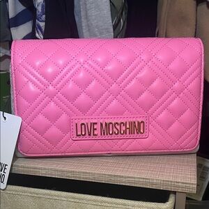 Love Moschino Vibrant Pink Quilted Clutch or Crossbody. 
NWT